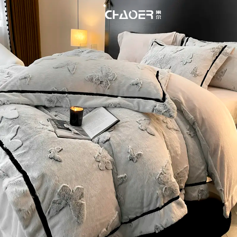 巢尔【TwoButterfly】牛奶绒加厚加绒四件套冬季加厚绒床品