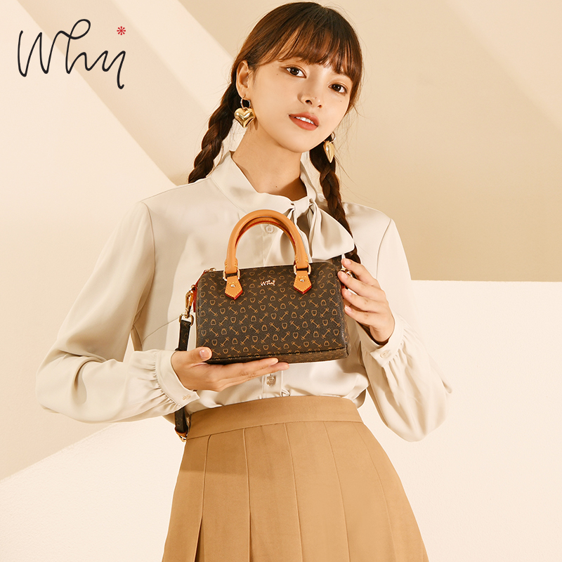 WHY经典枕头包女包推荐女包百搭手提波士顿包时尚潮流印花单肩包