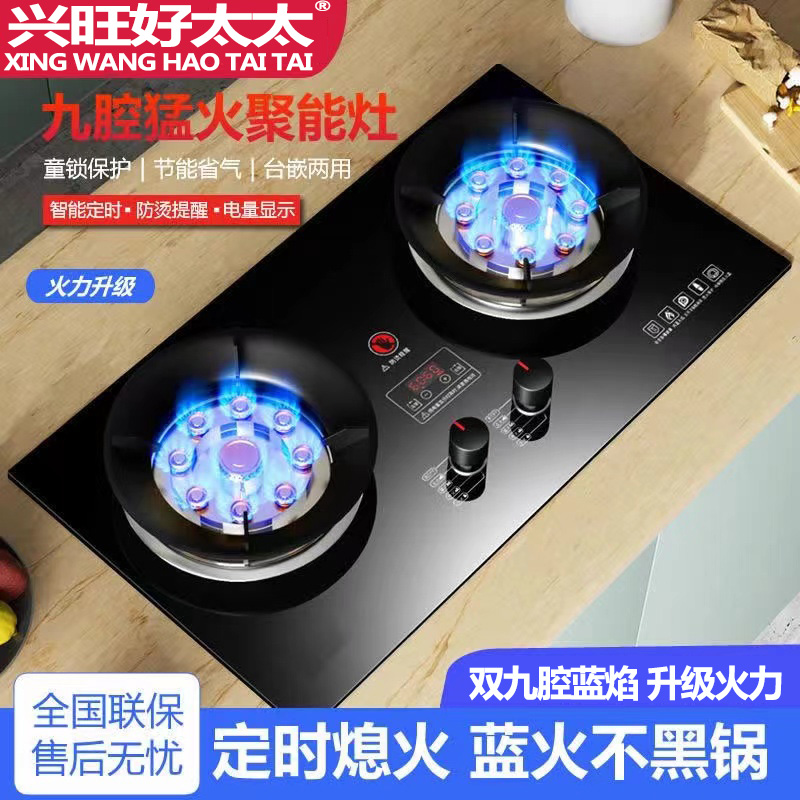 兴旺好太太家用燃气灶煤气双灶九腔猛火燃气灶液化气天然气猛火灶