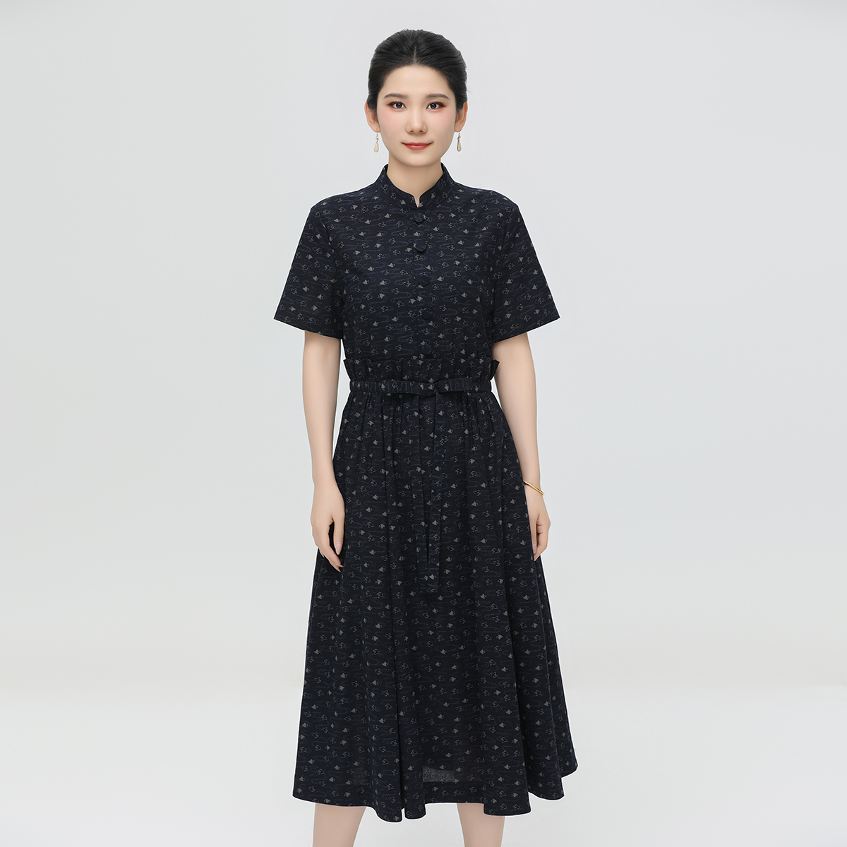 浒城古娘国风女长款裙子新中式高级感小碎花裙云牧连衣裙BCL17951