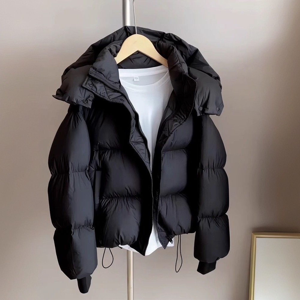 2025新款羽绒棉服女短款连帽加厚棉衣面包服外套宽松冬季棉袄