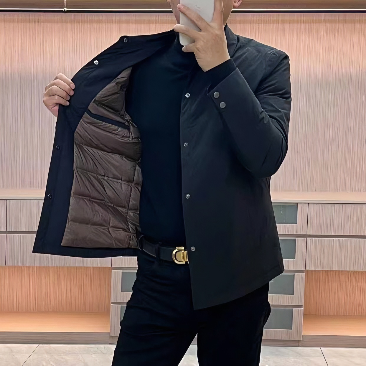 新款男士秋冬季轻薄棉服翻领纯色百搭商务帅气休闲保暖男外套加棉