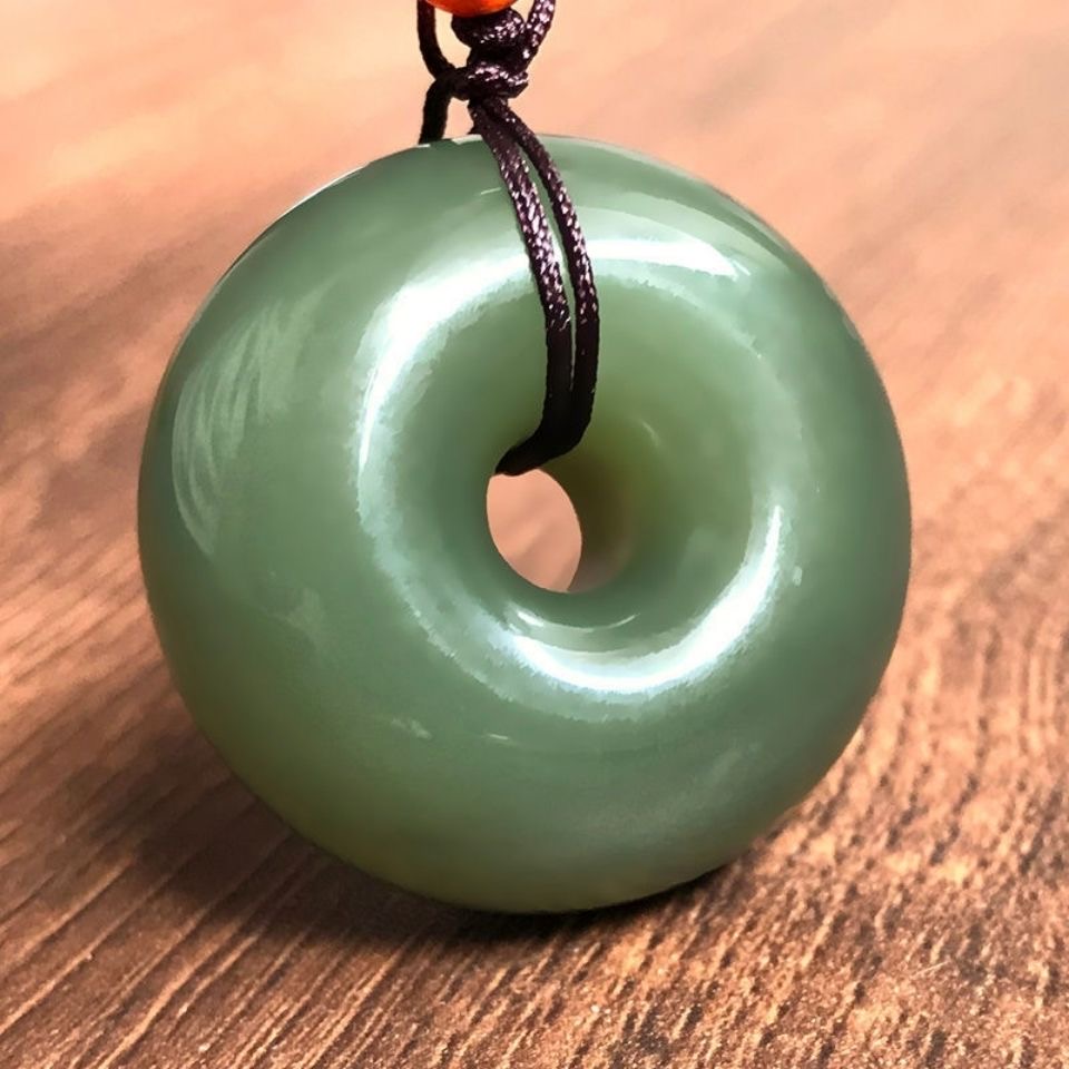 新疆和田玉面包圈平安扣吊坠青海料金钱扣发财扣吉祥扣老坑大号