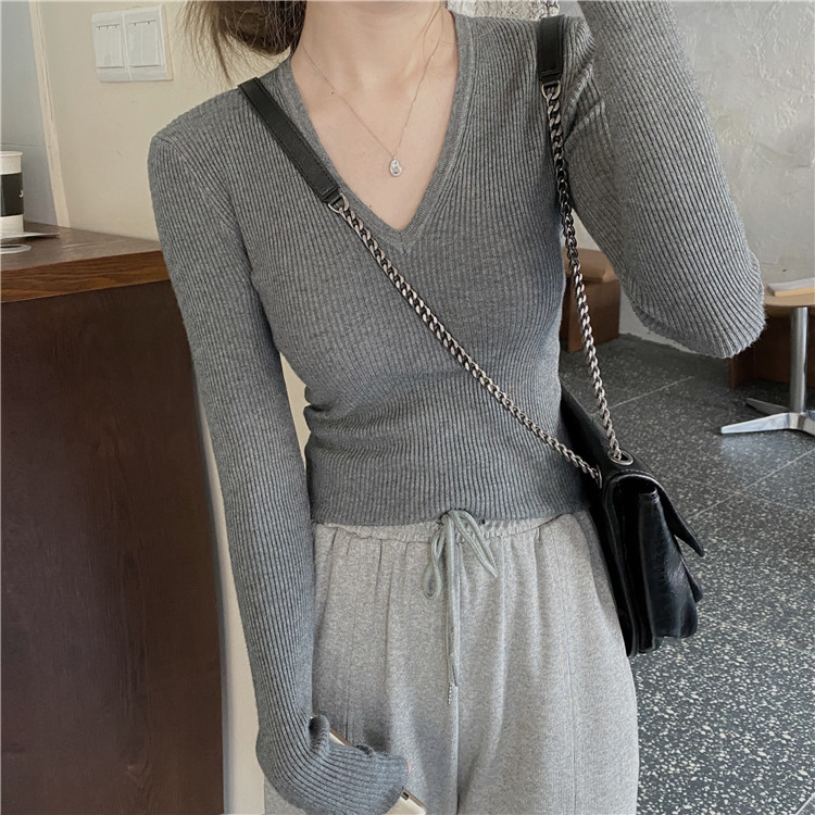 深V领打底衫女2025春秋新款洋气小心机修身性感内搭冬季针织上衣