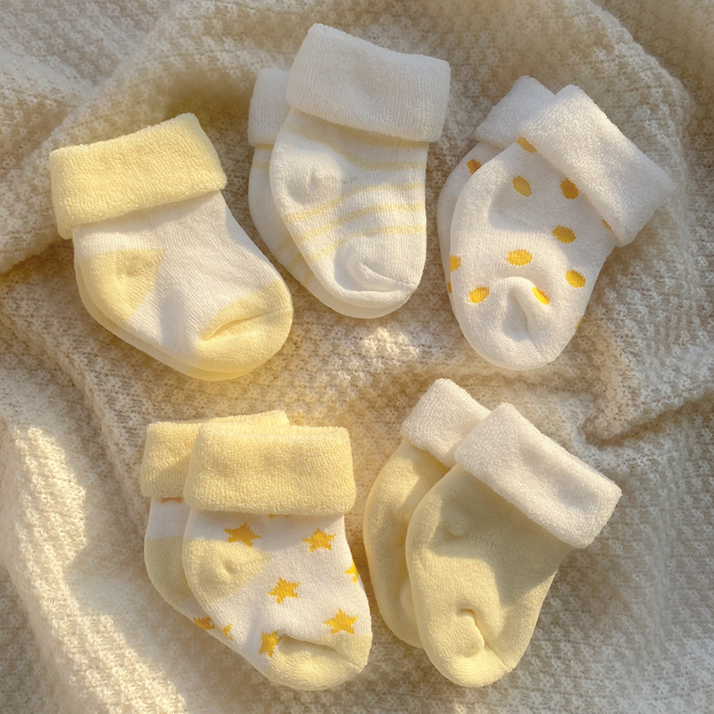 新生婴儿袜子0到3月初生幼儿棉袜宝宝袜子秋冬棉袜a类加厚不勒腿