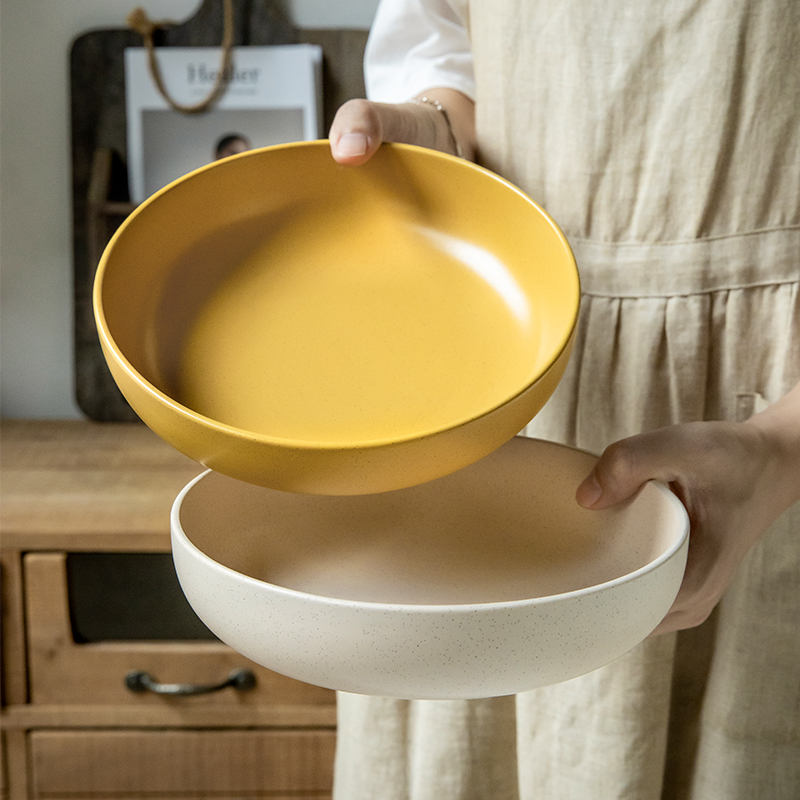 小悠家 艾克高颜值陶瓷碗8英寸深盘拌面碗ins沙拉碗加厚菜碗家用