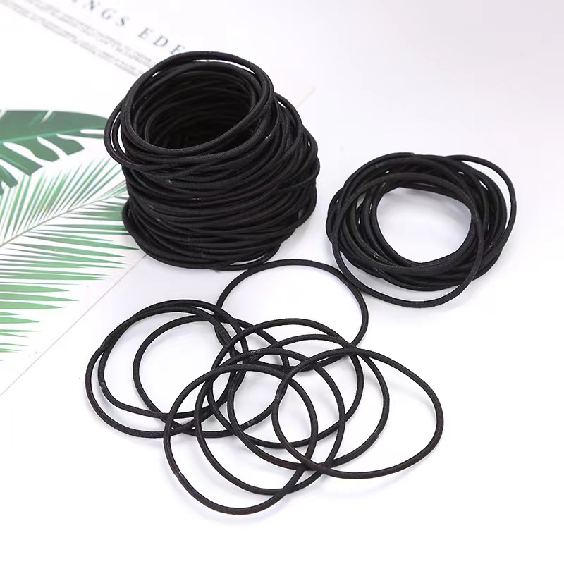 （100根*送折叠梳）细款头绳高弹力不伤发不勒发发绳黑色耐用