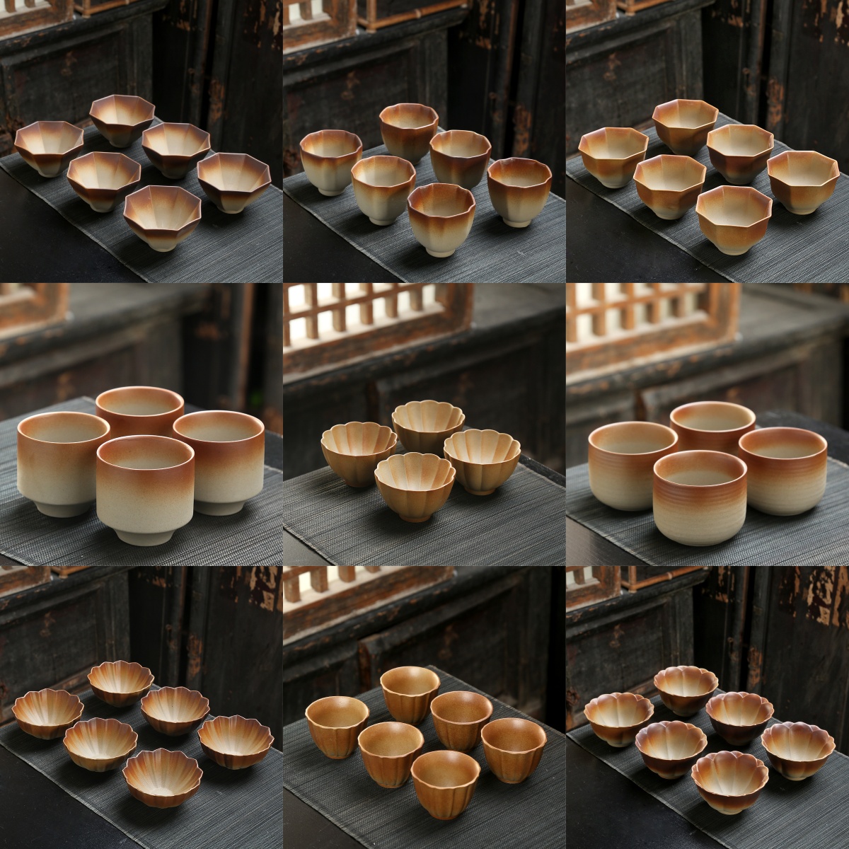 围炉煮茶家用炭炉配件茶杯功夫茶具陶瓷杯粗陶南瓜斗笠个人主人杯