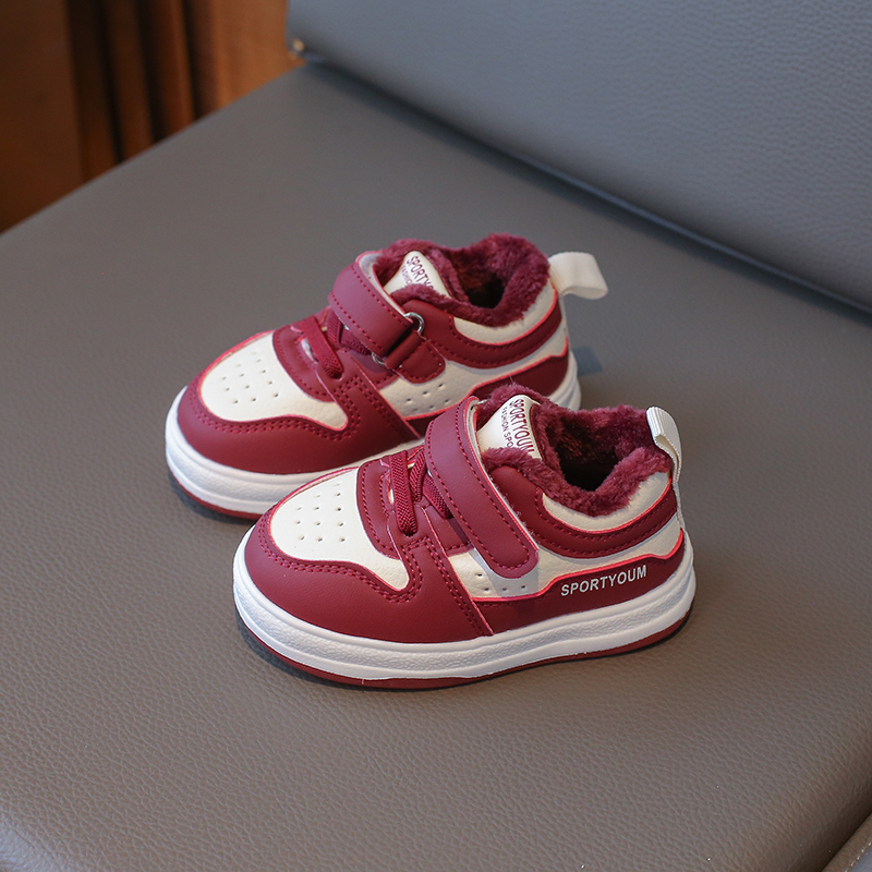 冬季加绒加厚男童女童婴幼儿学步鞋宝宝鞋新款超轻软底保暖皮棉鞋