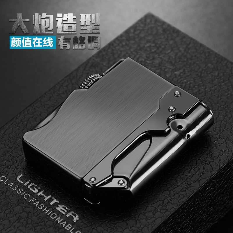 焦点F082新款大炮防风充气打火机下压创意男士专用礼品炫酷气体