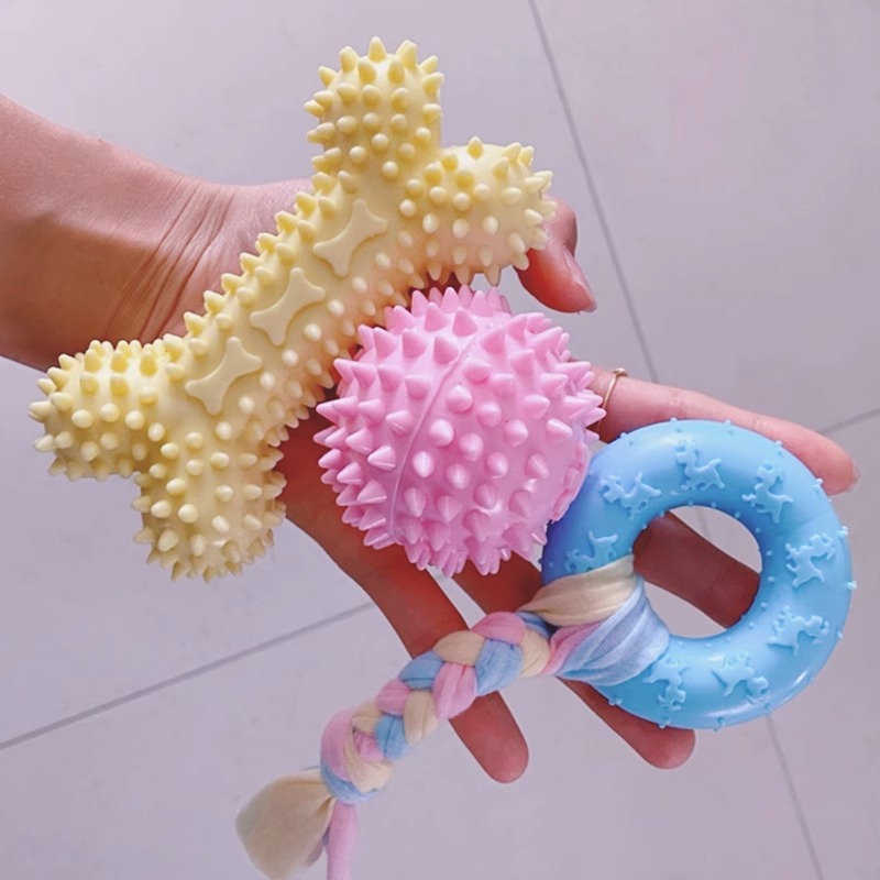 狗狗玩具耐咬清洁磨牙棒糖果色中小型犬适用泰迪博美宠物环保组合