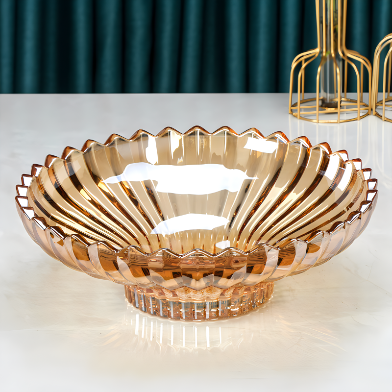 大号欧式果盘现代客厅茶几简约家用轻奢零食干果盘精致玻璃水果盘