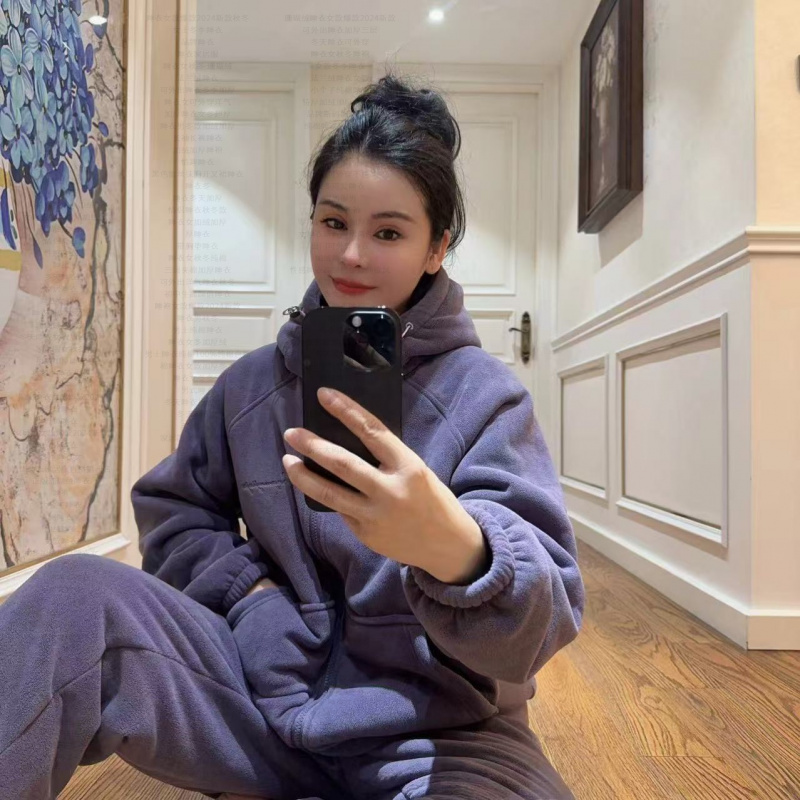 维多利亚 双层加绒加厚可外穿保暖睡衣套装海豚绒家居服女款秋冬