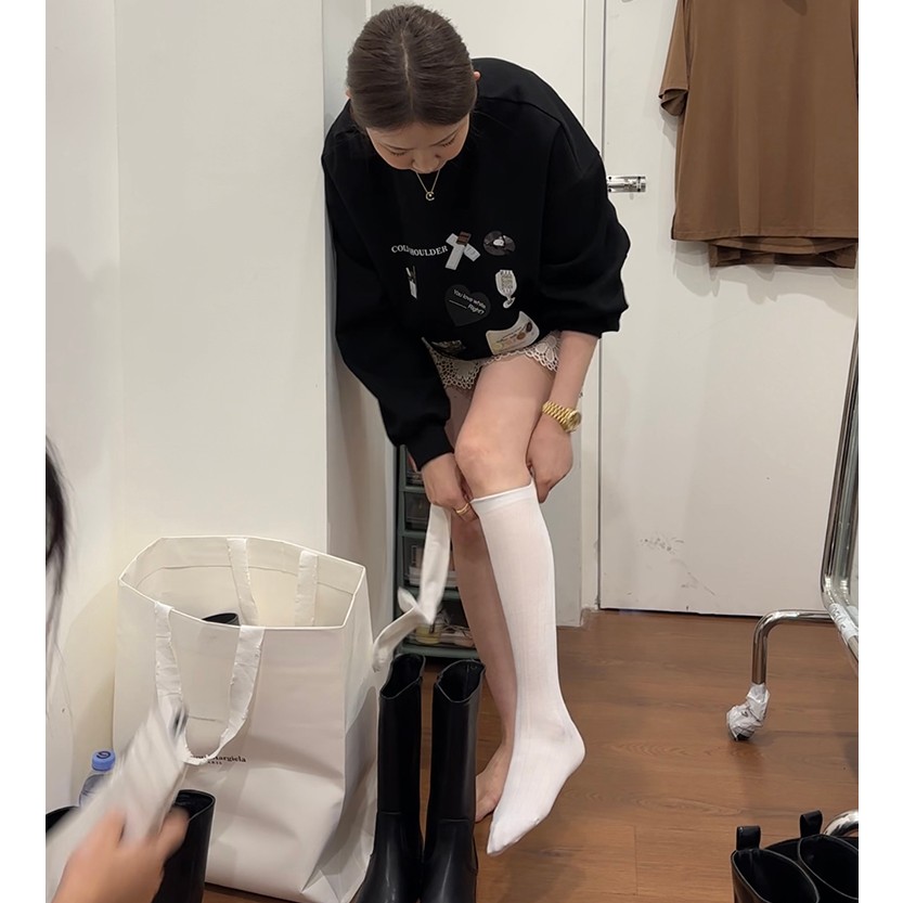 新款中筒袜子 可拉伸小腿袜  百搭纯色袜子23101