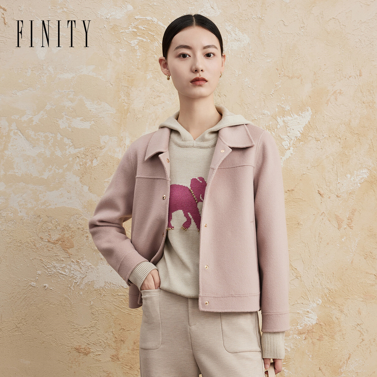 FINITY菲妮迪新款【双色】毛呢外套时尚休闲气质显瘦修身
