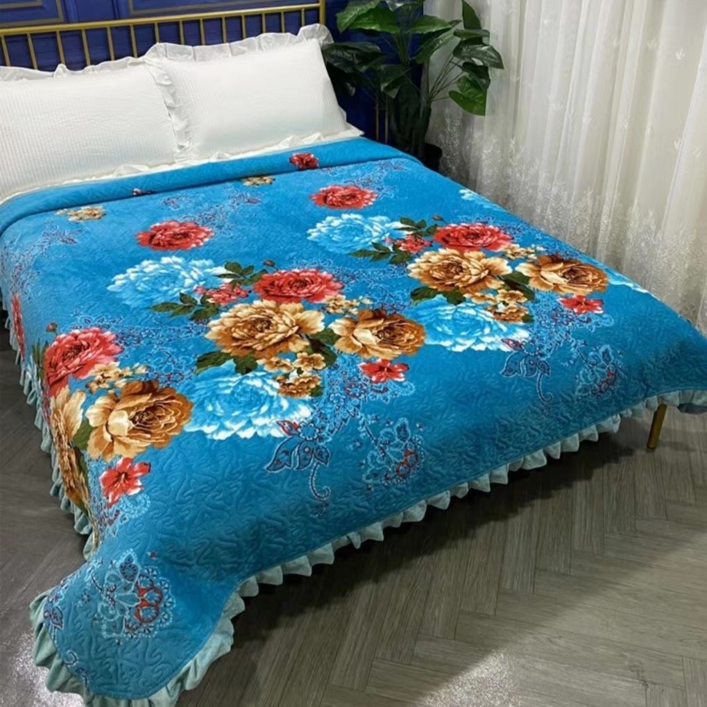 秋冬加厚牛奶绒床盖四季床盖可铺可盖可机洗不起球不掉色不缩水