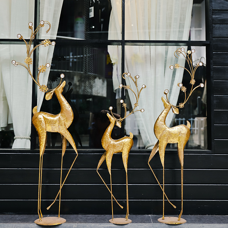 美式复古轻奢鹿网红落地装饰服装店铺橱窗客厅电视机旁玄关大摆件