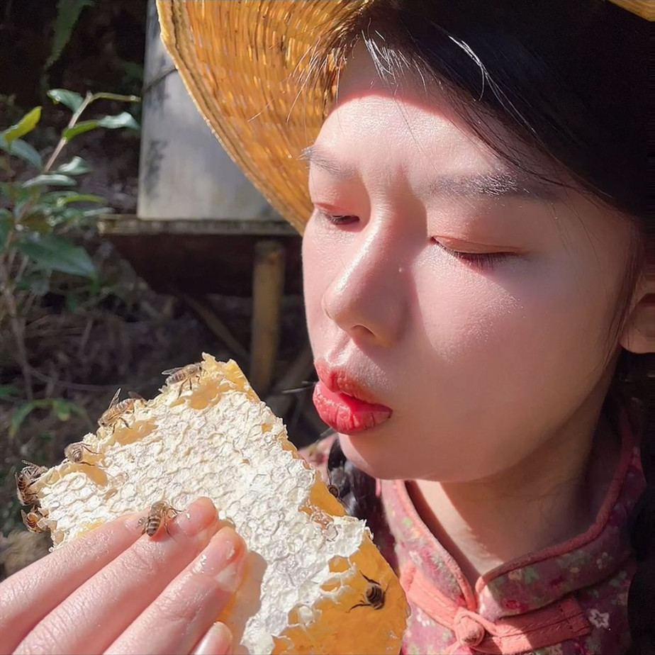 嚼着吃的蜂巢蜜 农家蜂蜜 自产窝蜂巢 游小珍蜂蜜 一盒500克