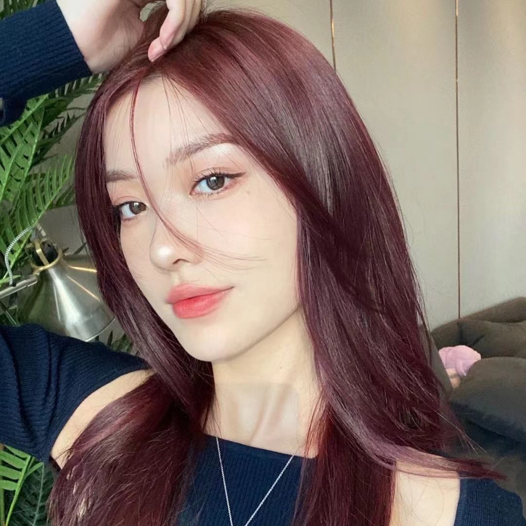 酒红色紫色红色葡萄紫红彩色颜色染发剂植物染发膏遮盖白发染膏