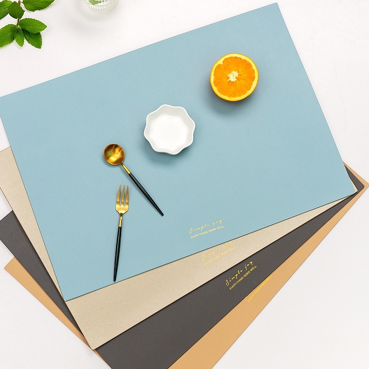 北欧风烫金皮革西餐垫防水防油防滑家用餐桌防烫隔热垫餐具垫高档