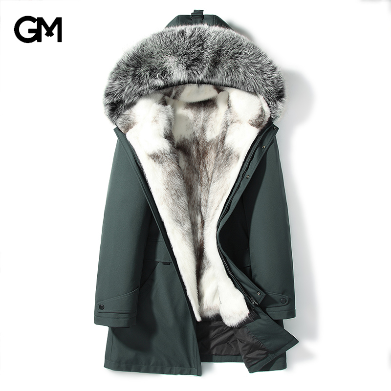 GUSS MART/戈斯迈特十字貂皮草派克服男士水貂内胆貂皮大衣中长款