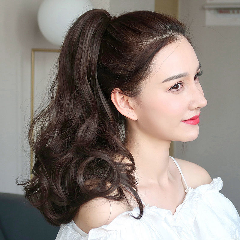 假发马尾绑带式假头发女长发抓夹式高马尾辫卷发大波浪发尾假马尾