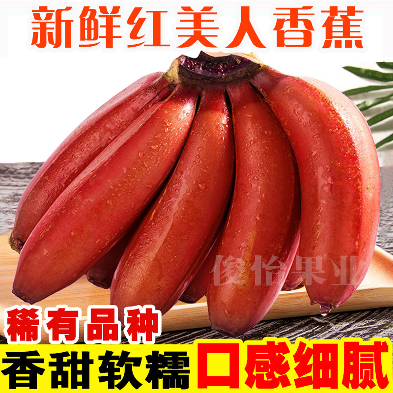 正宗红美人蕉红蕉红色肉美人蕉广西红皮香蕉2/5/10斤当季新鲜水果