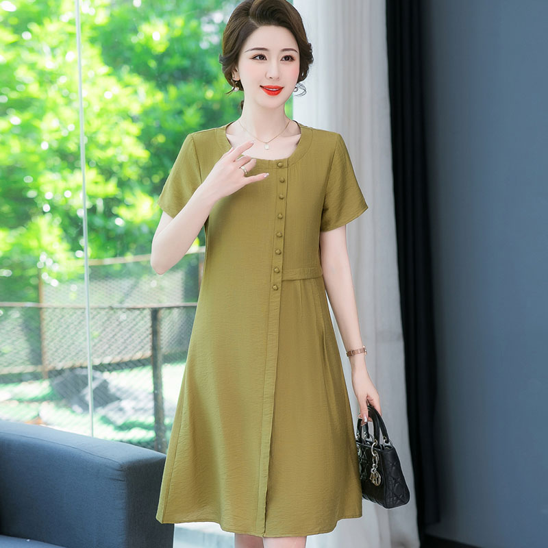 妈妈夏季气质时尚连衣裙中年女夏装洋气显瘦裙子中老年宽松衣服