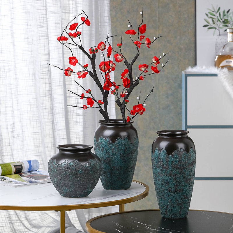 景德镇陶瓷花瓶中式玄关客厅酒店大堂复古窑变插花器家居软装饰品