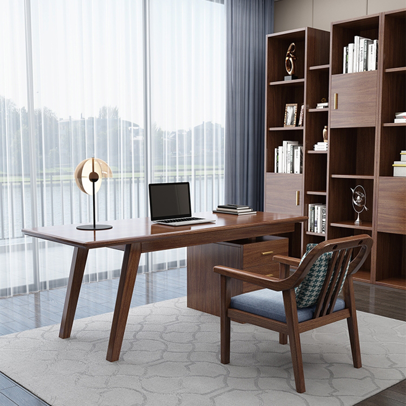 【轻奢系列】新中式实木书桌胡桃木现代办公桌椅轻奢写字书台书房