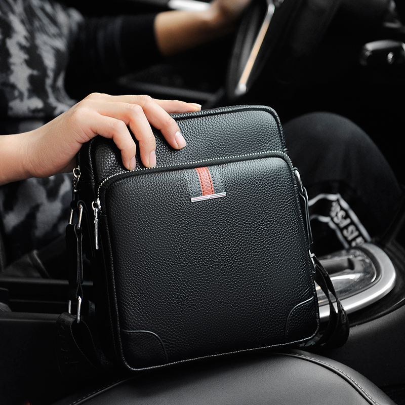 真皮男包单肩包头层牛皮斜挎包韩版男包单肩时尚小包潮流休闲背包