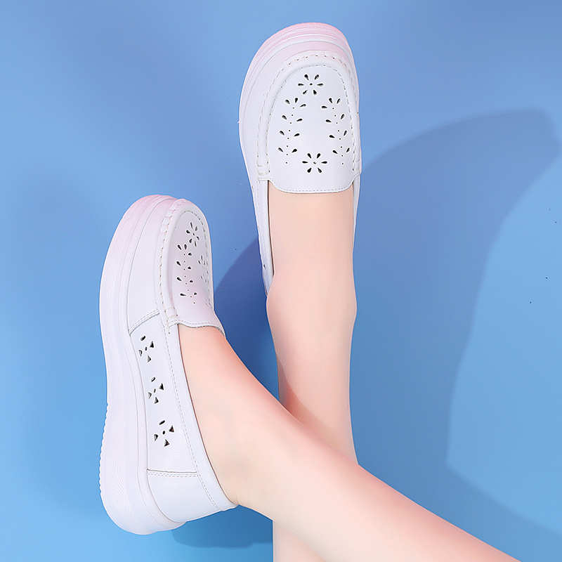 伊陌鸟春夏季护士鞋女舒适软底不累脚透气百搭厚底工作医护小白鞋