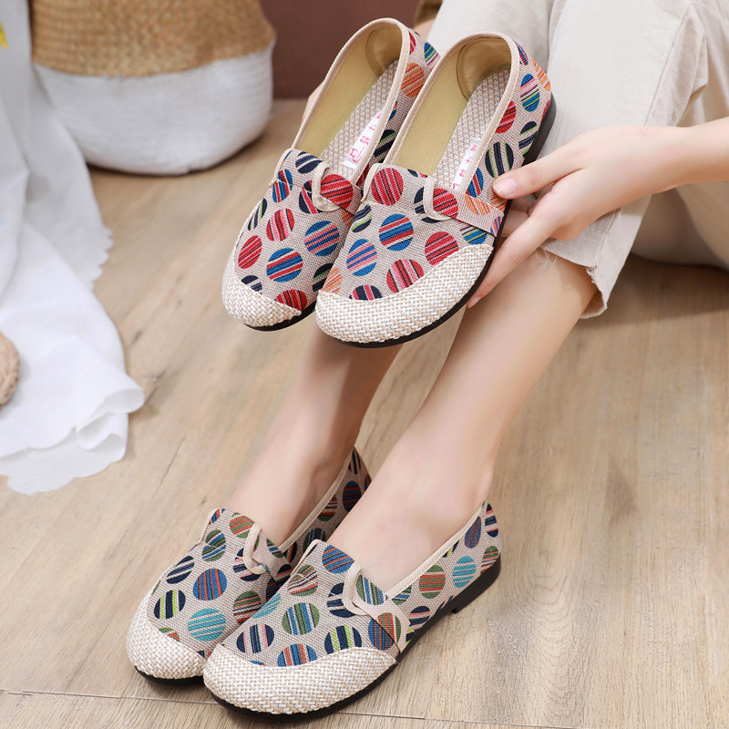 老北京布鞋正品女鞋软底软面豆豆鞋夏季亚麻布鞋平底渔夫鞋妈妈鞋