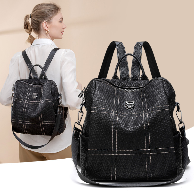 圣若瑞斯网红超火真皮双肩包女2025新休闲百搭软皮女士旅行背包