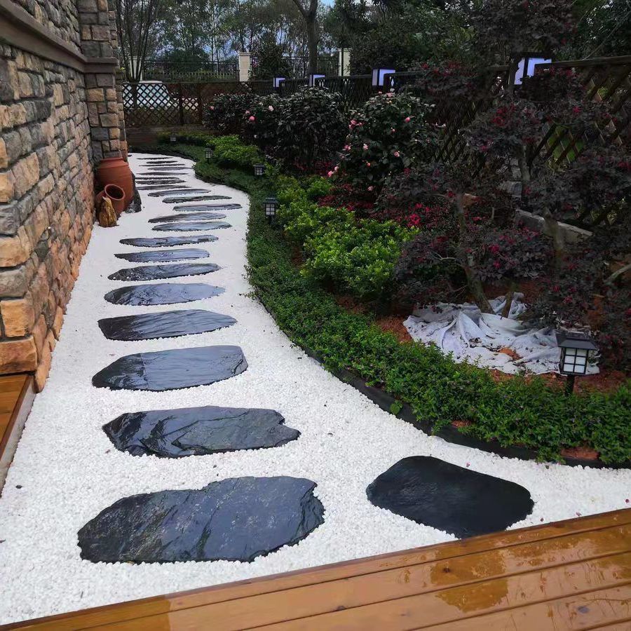 青石板踏步庭院地砖花园草坪垫脚户外汀步天然原石园林脚踏铺路石