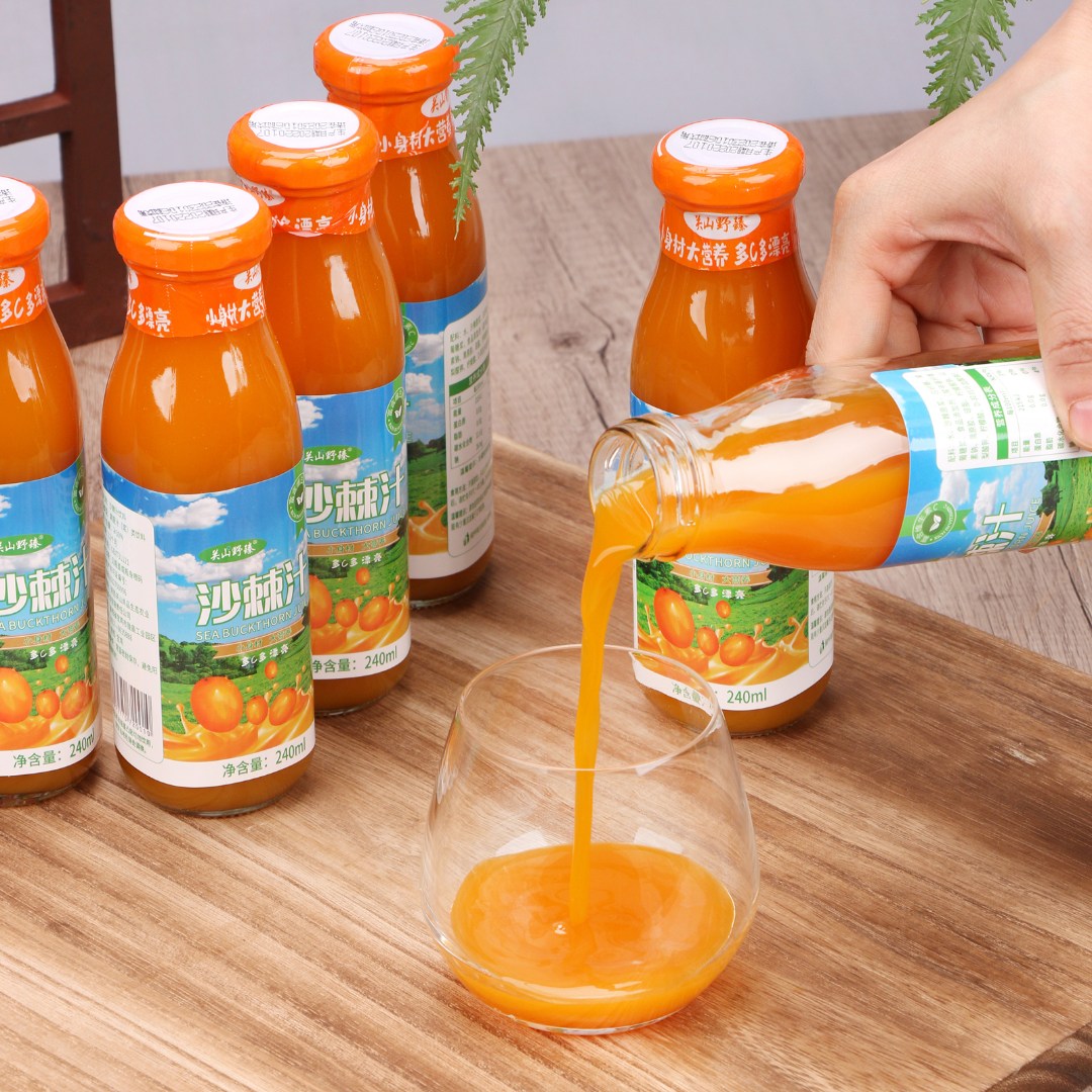 关山野臻野生沙棘果汁饮料240ml*8罐玻璃瓶装