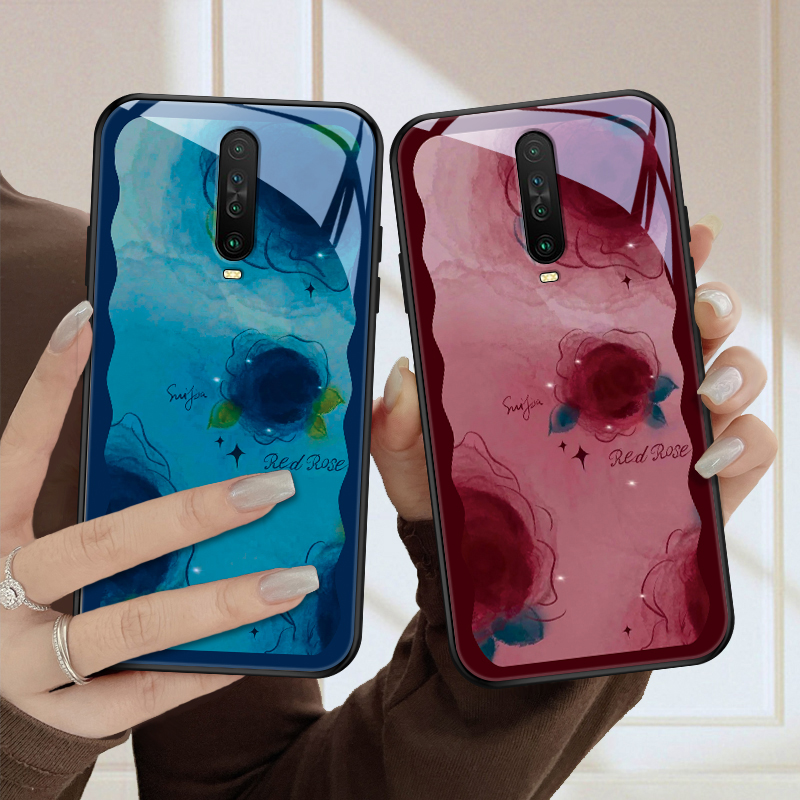 彩墨花适用小米红米k30手机壳pro玻璃k30s全包k20保护套至尊潮女