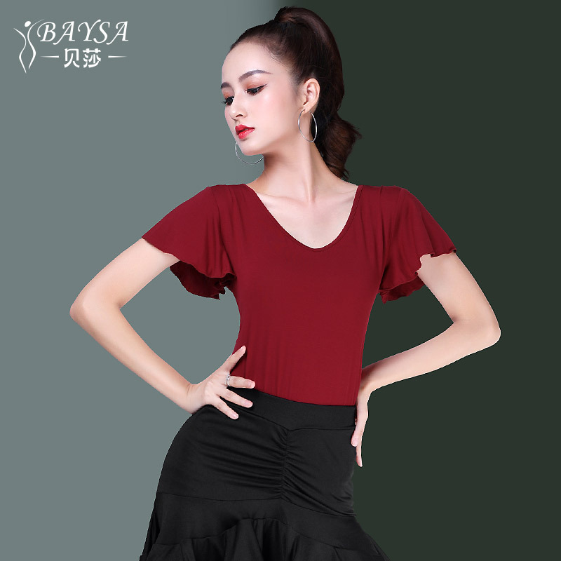 baysa贝莎拉丁舞服上衣女2025新款交谊舞修身国标舞训练功服A257