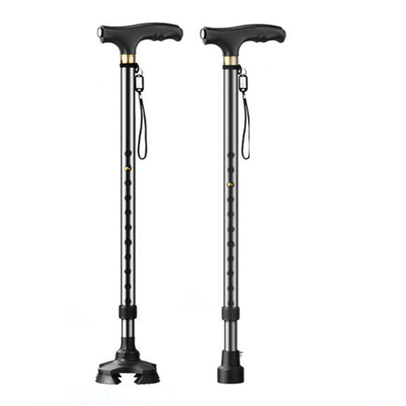 老人手杖拐杖四脚伸缩铝合金多功能防滑手杖登山杖老年爬山方便