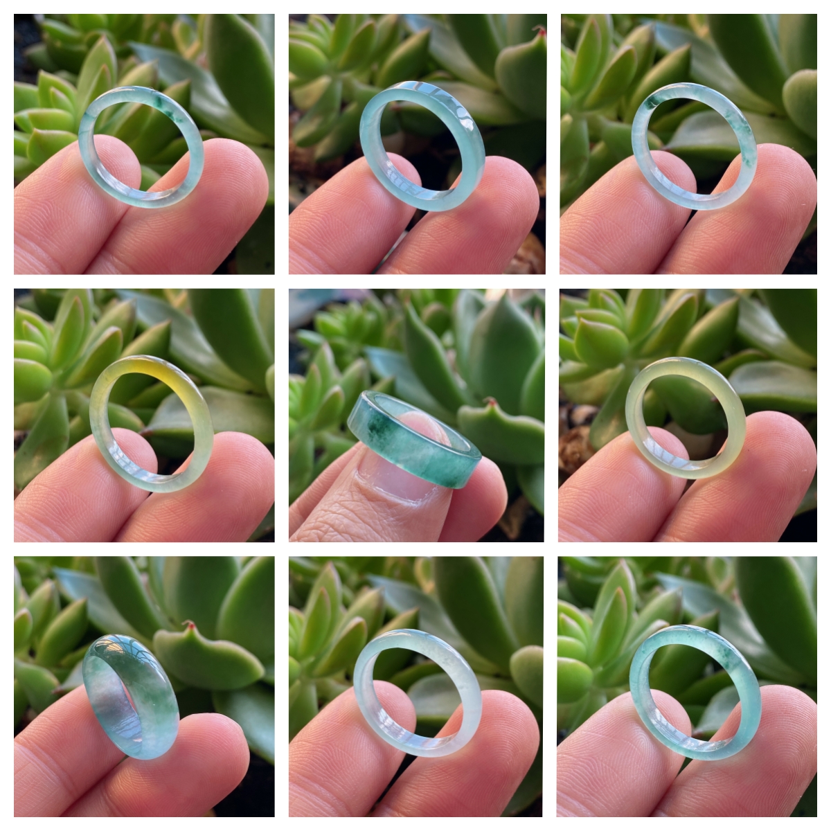 天然翡翠A货玉戒指玻璃种戒指时尚百搭指环素圈百款式（择优发货）