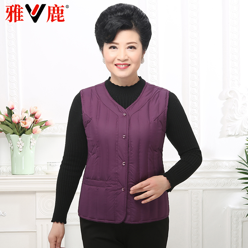 雅鹿2025新款羽绒服女秋冬季中老年轻薄马甲背心打底内搭保暖内胆