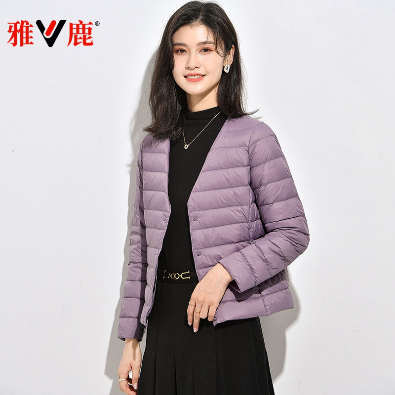 雅鹿2025新款时尚短款内搭鸭绒轻薄百搭羽绒服内胆女送同色收纳袋