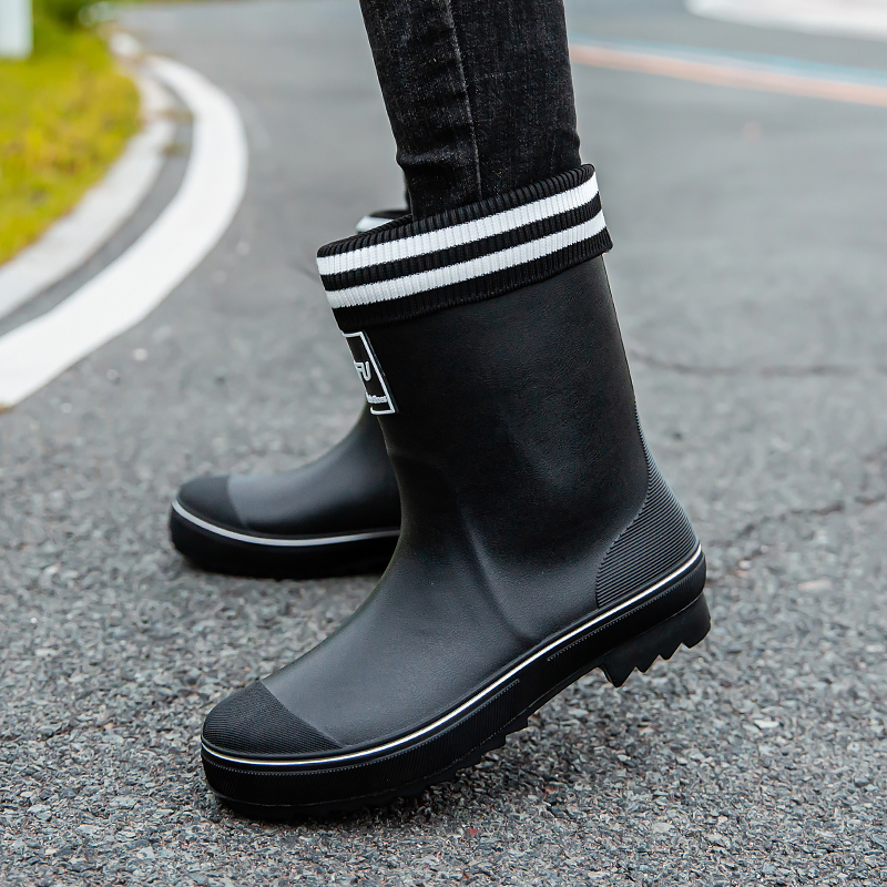 加棉加厚雨靴男钓鱼厨房工作雨鞋防水防滑耐磨胶鞋时尚中筒水靴冬
