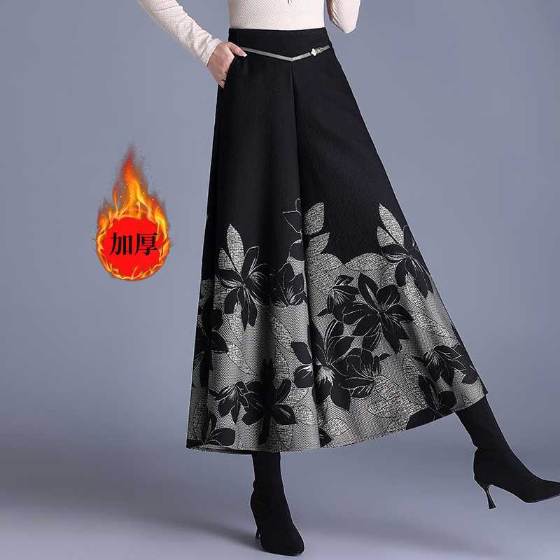 高档提花阔腿裙裤九分裤女2025春秋高腰垂坠感时尚洋气大摆阔腿裤