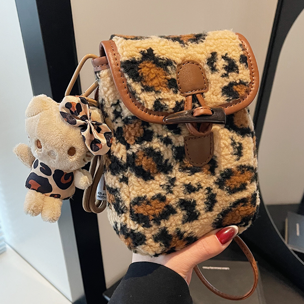 豹纹毛绒小包包女2025秋冬新款包时尚洋气毛毛百搭个性斜挎包