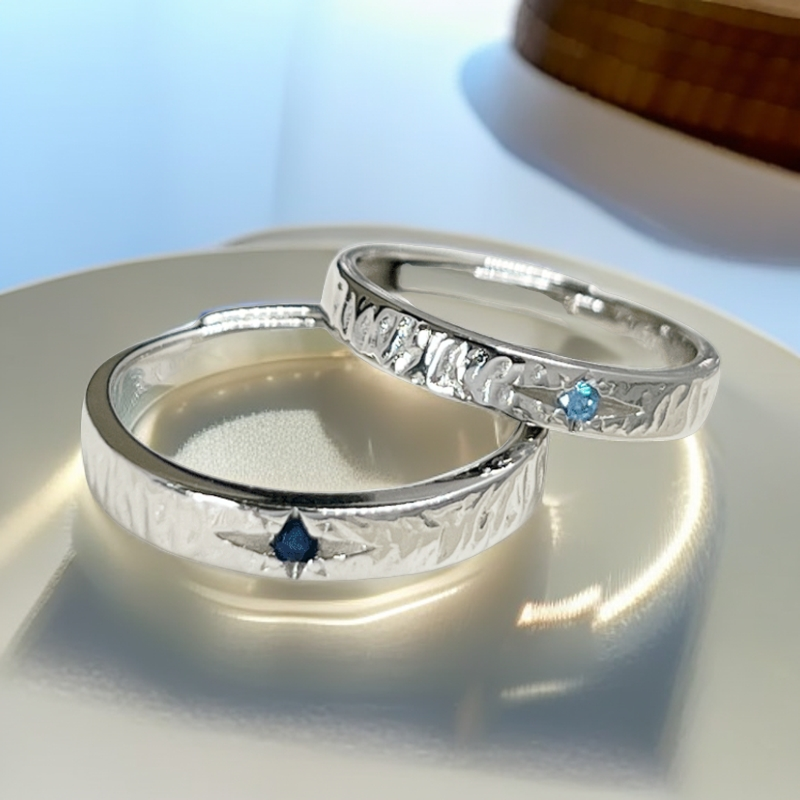 足银戒指 星系999纯银情侣戒指小众定制原创时尚简约个性足银对戒