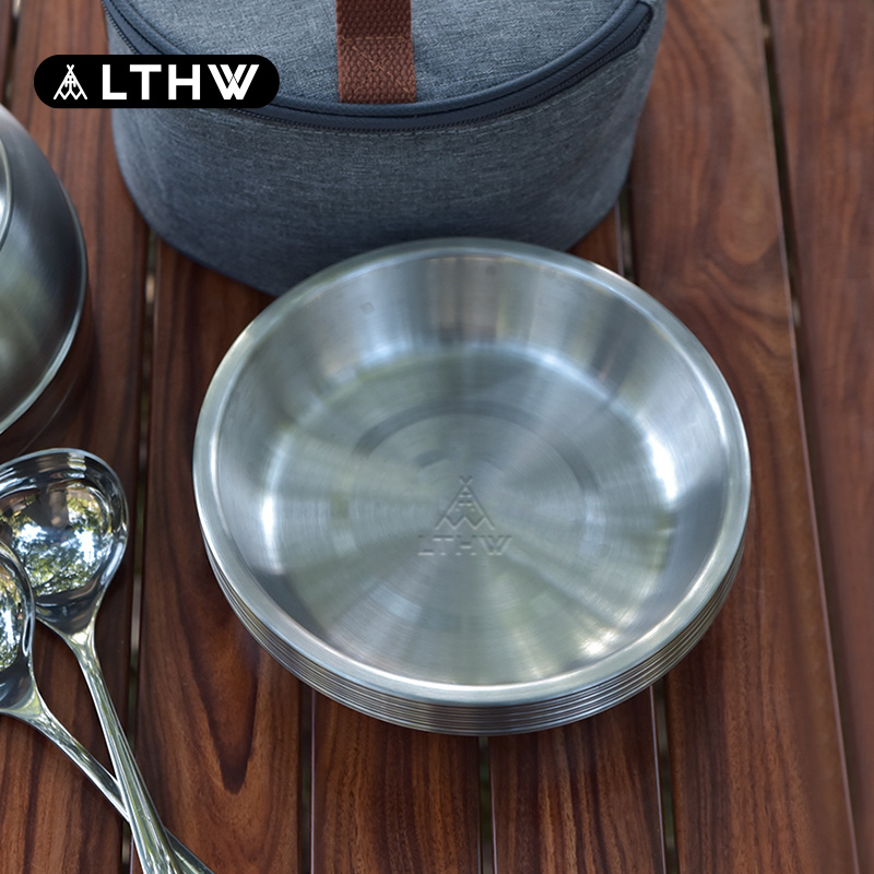 LTHW旅腾 餐具户外便携露营野餐盘不锈钢碟子304坚固耐用菜碟盘子