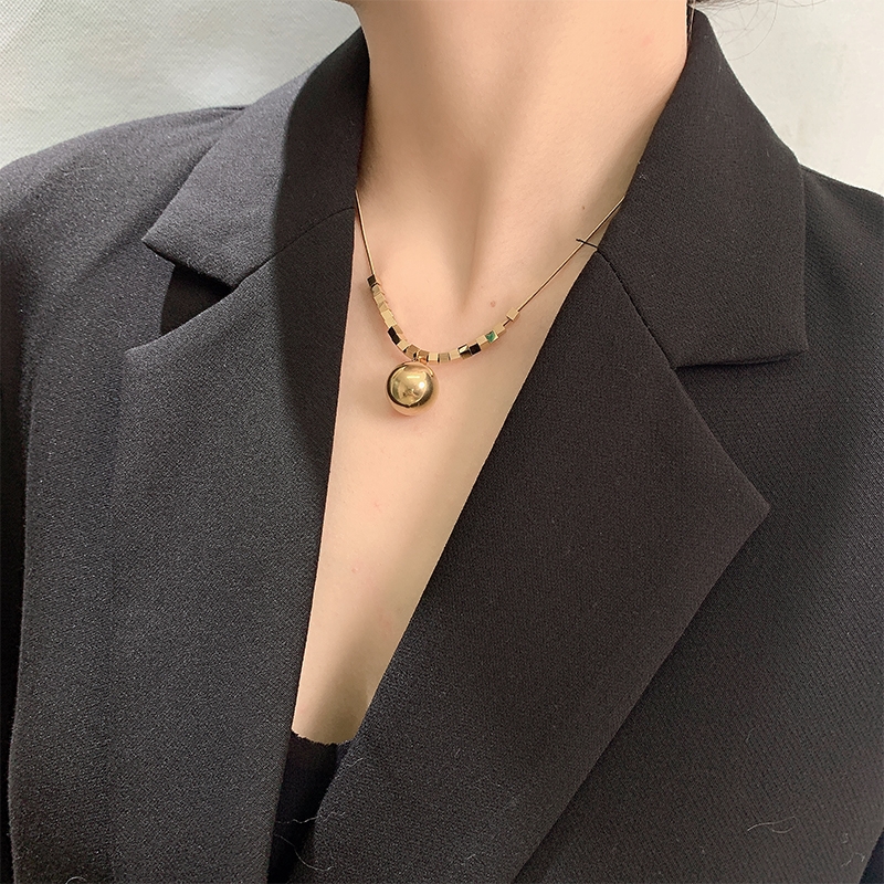 钛钢项链 圆珠项链女钛钢锁骨链简约轻奢2024年新款个性饰品气质