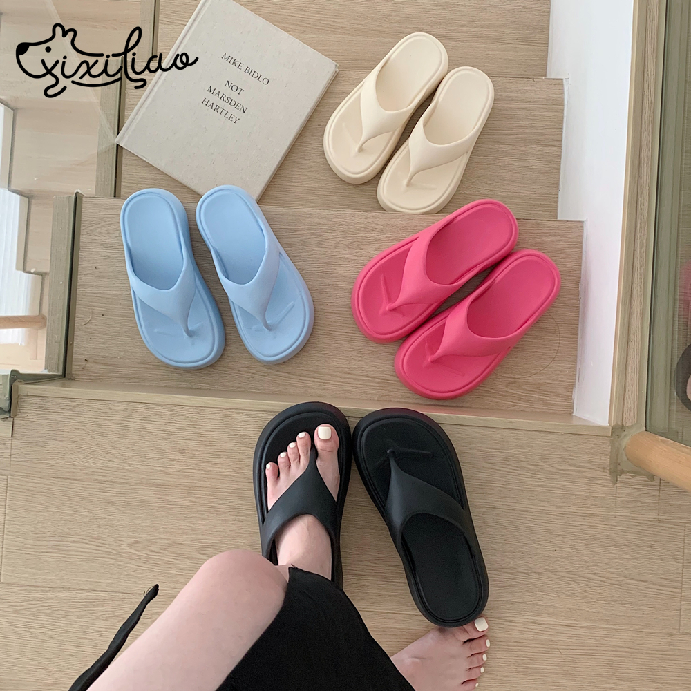 细细条 百搭休闲厚底人字拖女夏季踩屎感eva防滑海边沙滩鞋凉拖鞋