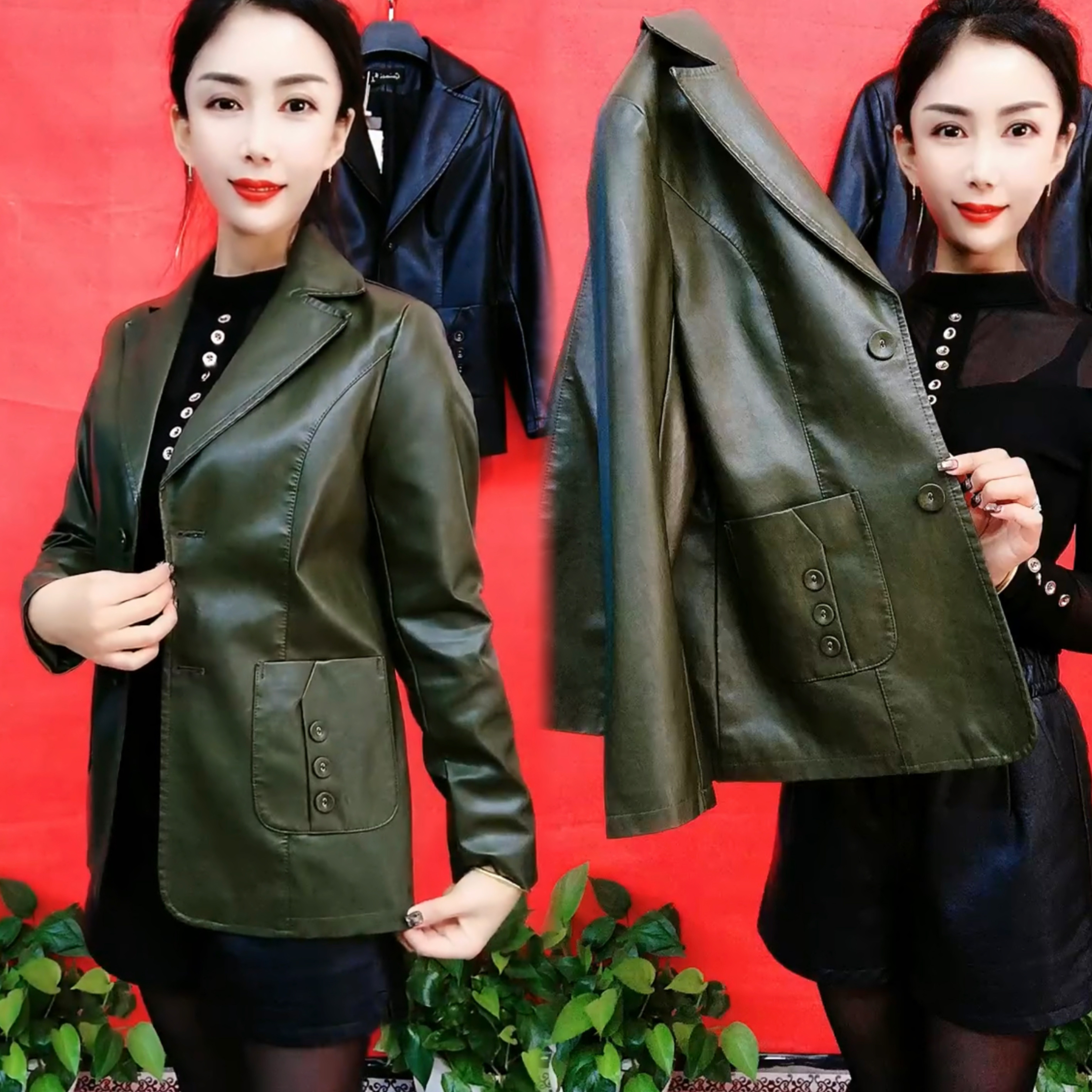 短款西装皮衣外套女2025春季新款韩版修身时尚pu女士上衣皮夹克潮